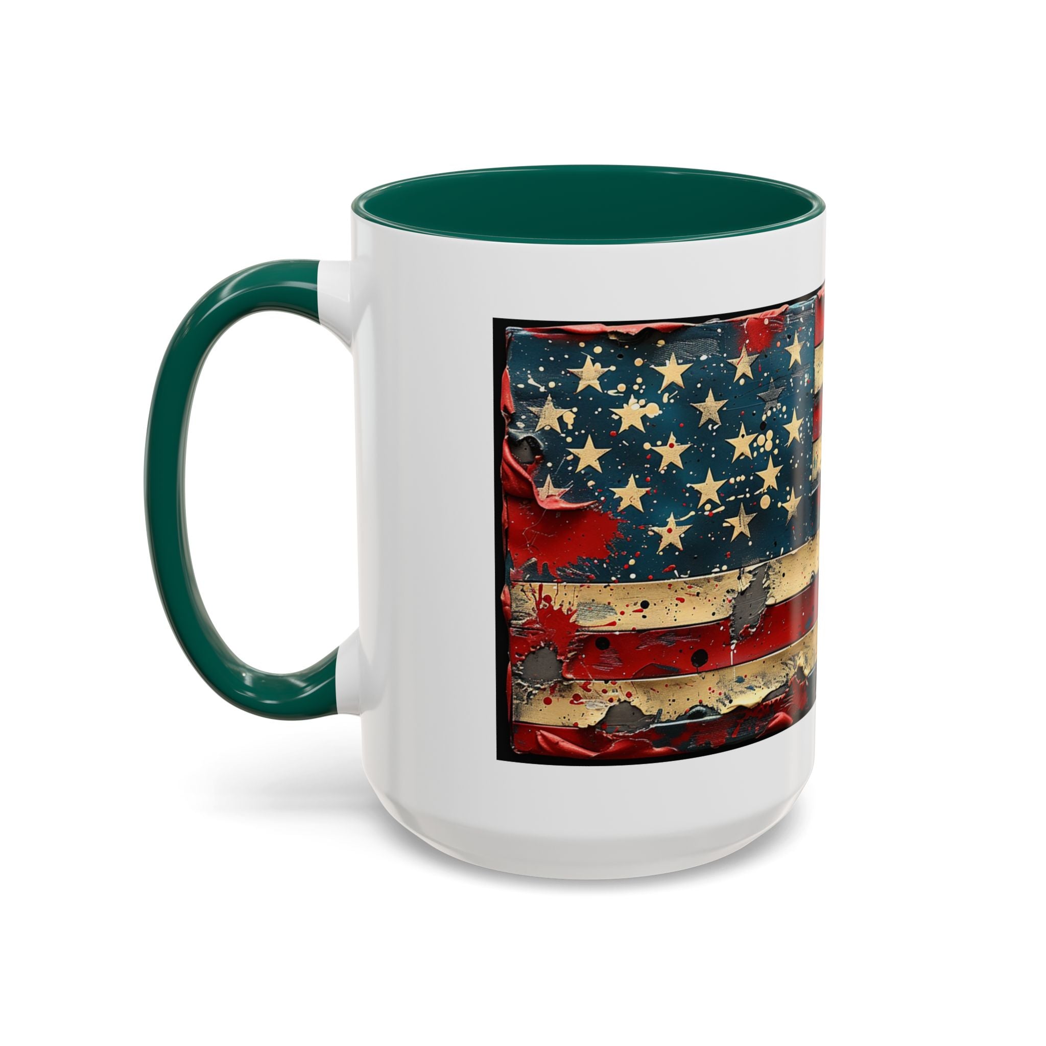 Colorful Mugs (11oz, 15oz), American Flag, Patriotic Flag coffee cup