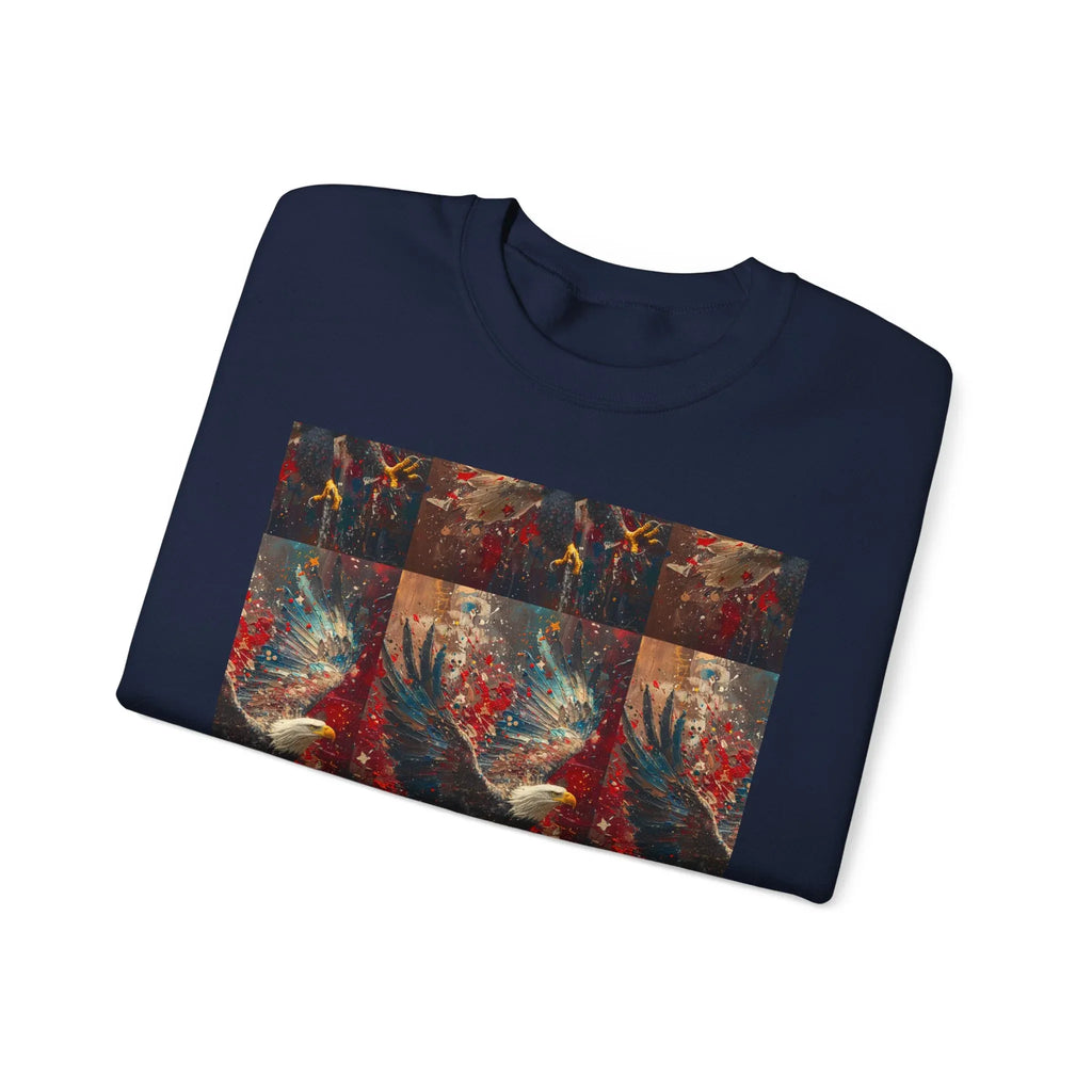 God Bless America Eagle Artwork crewneck sweatshirt | Patriotic eagle collage - 250 USA Celebration