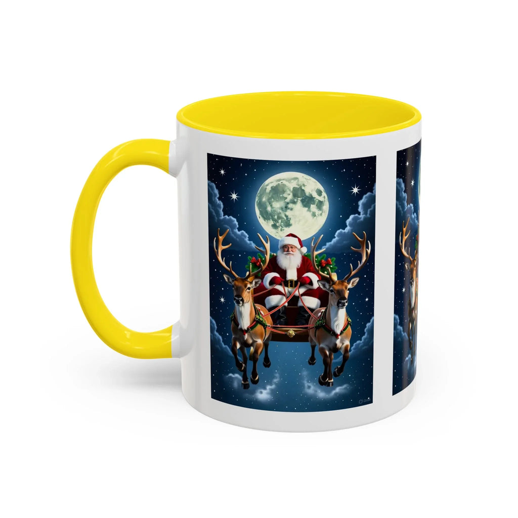Santa Sleigh with Reindeer Coffee Mug | Christmas Moon Accent Mug - 250 USA Celebration