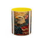 Bald Eagle with Tattered American Flag Coffee Mug | Fireworks Patriotic 11oz 15oz - 250 USA Celebration