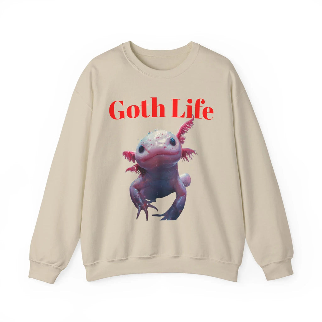 Goth Life Axolotl Sweatshirt | Cute Goth Axolotl Illustration - 250 USA Celebration