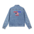 Men's Denim Jacket with Vintage American Flag & Bald Eagle Back Print