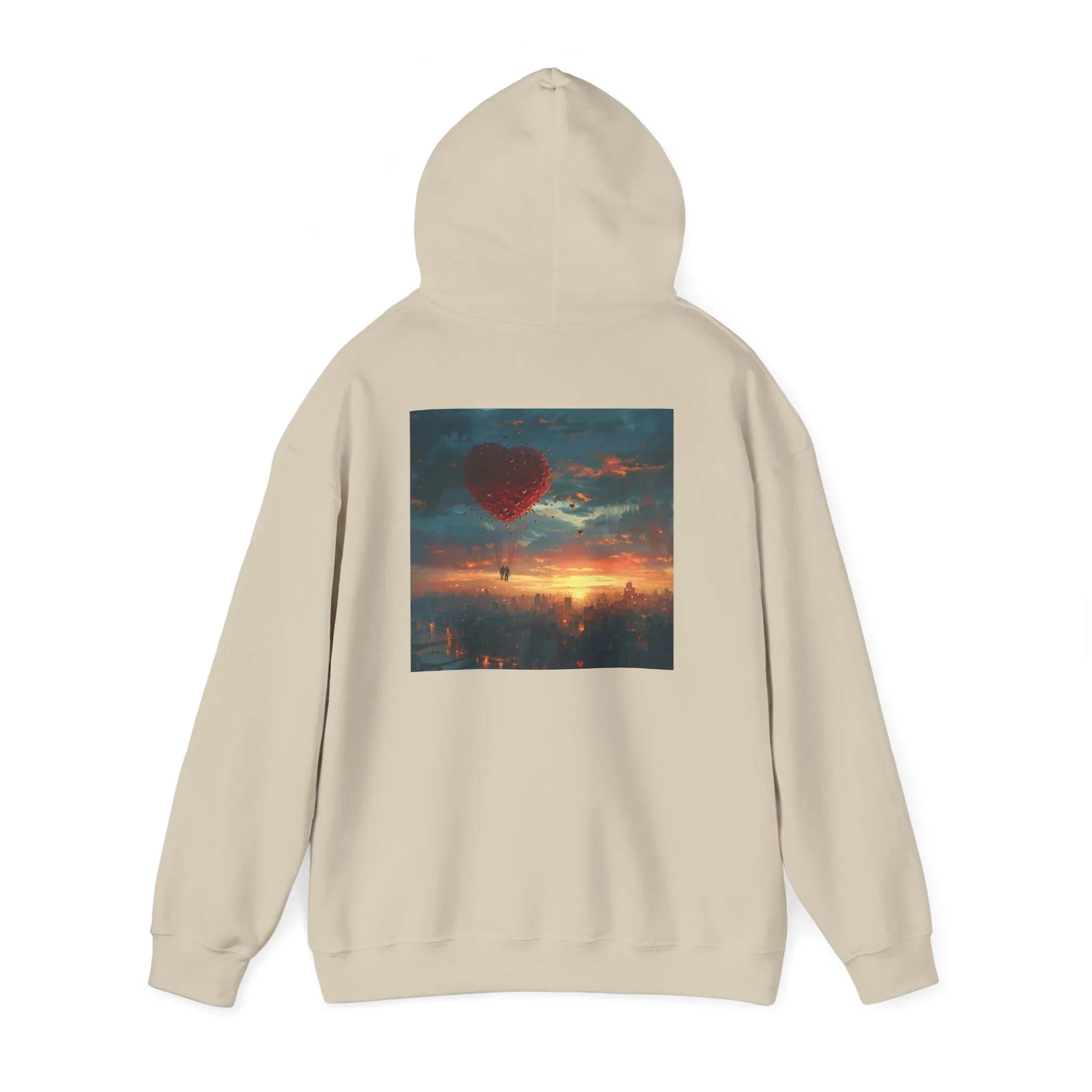 Romantic Sunset Hoodie with Hot Air Balloon, Unisex Sweatshirt for Valentines Day, Valentine's Day T-Shirts, Personalized Valentine's Gifts - 250 USA Celebration