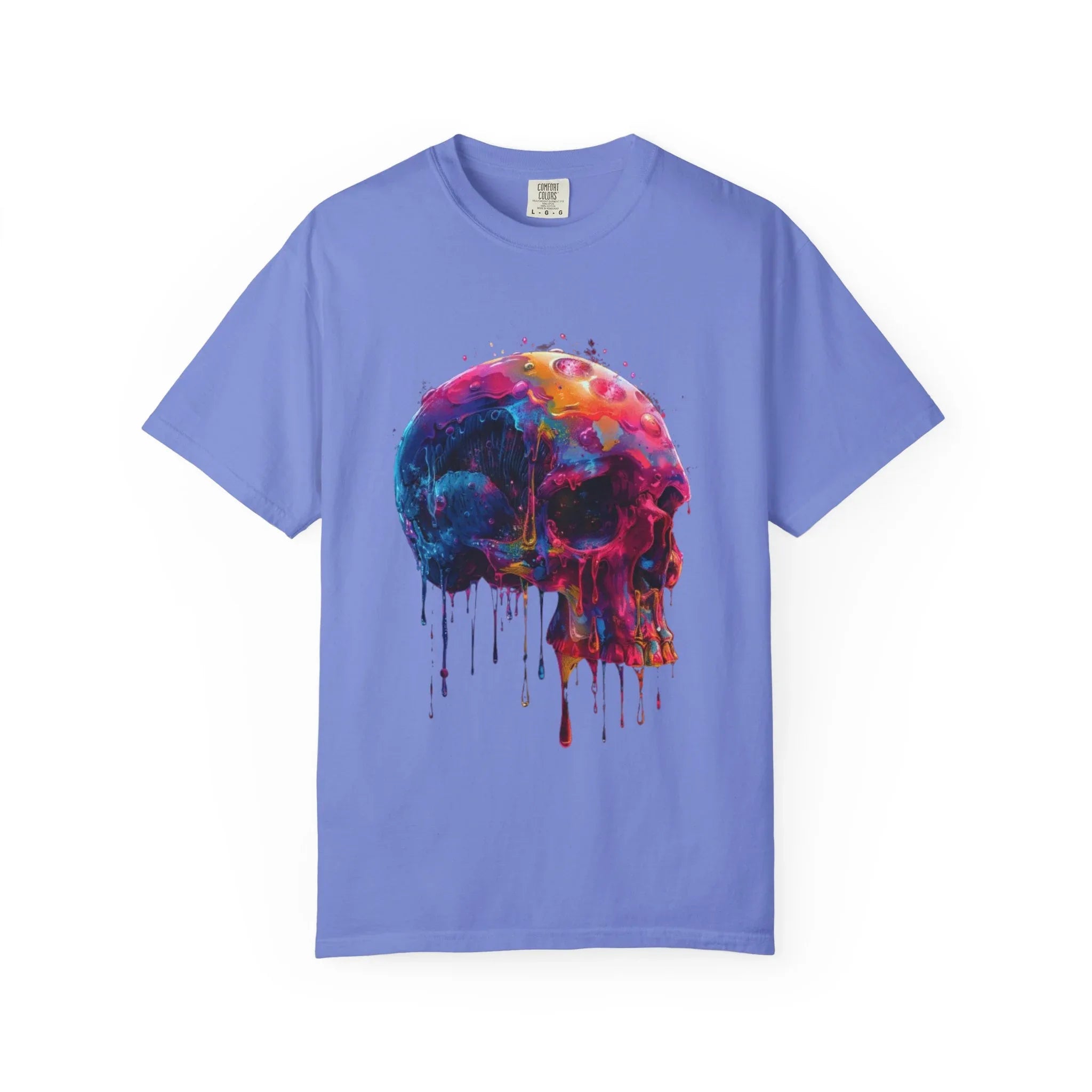 Colorful Drip Skull T-shirt | Watercolor Skull Shirt, Artistic Gothic Tee - 250 USA Celebration