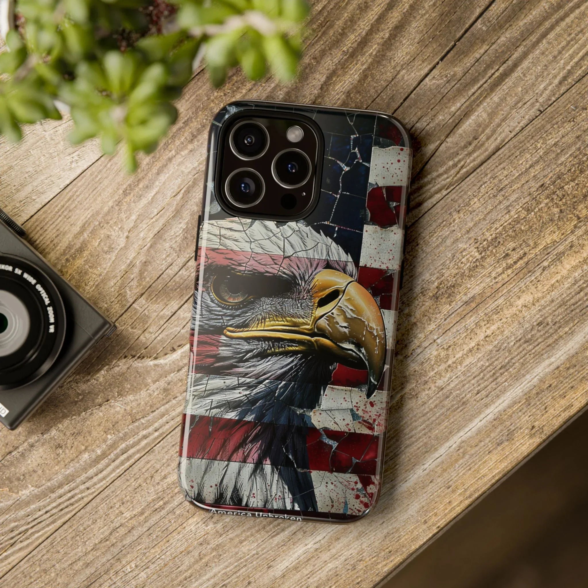 American Flag Bald Eagle phone case | Patriotic iPhone cover, cracked vintage flag design - 250 USA Celebration