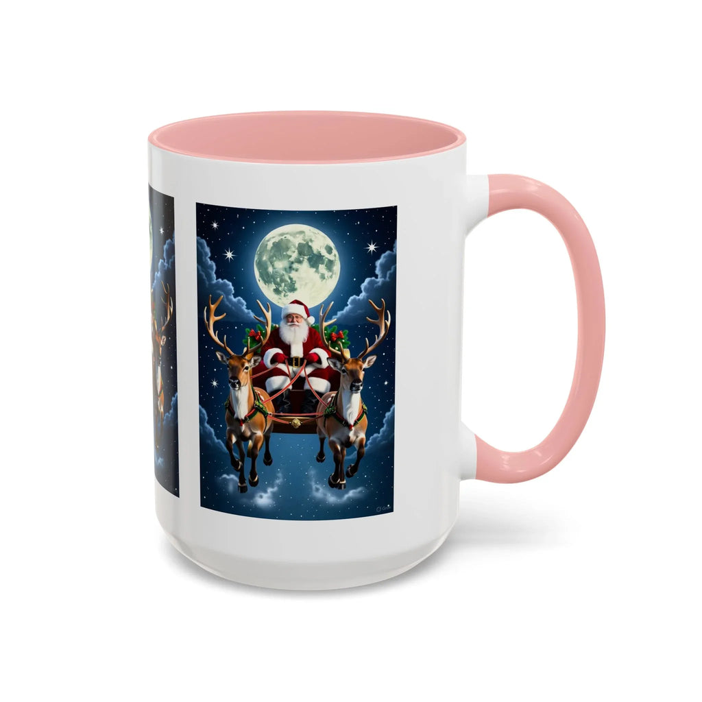 Santa Sleigh with Reindeer Coffee Mug | Christmas Moon Accent Mug - 250 USA Celebration