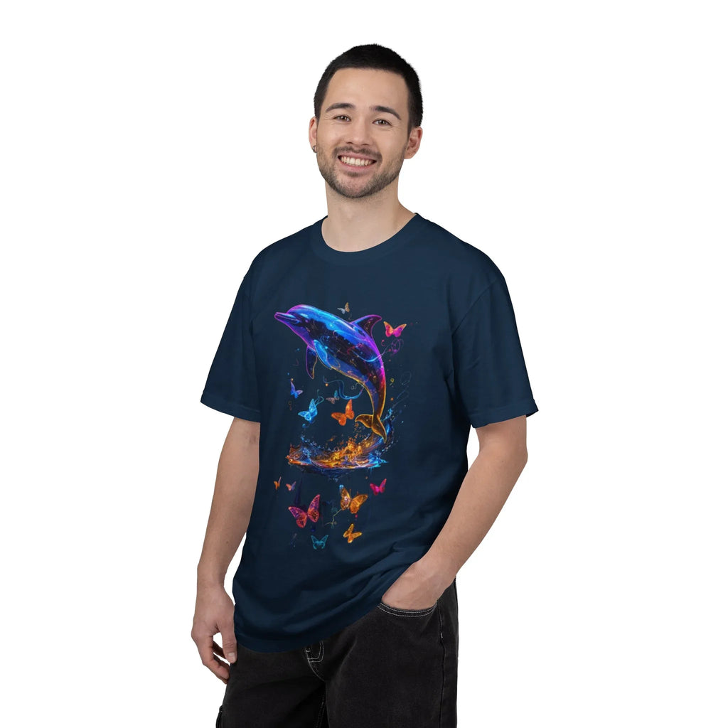 Colorful Dolphin Splash with Butterflies T-Shirt | Ocean Animal Tee - 250 USA Celebration