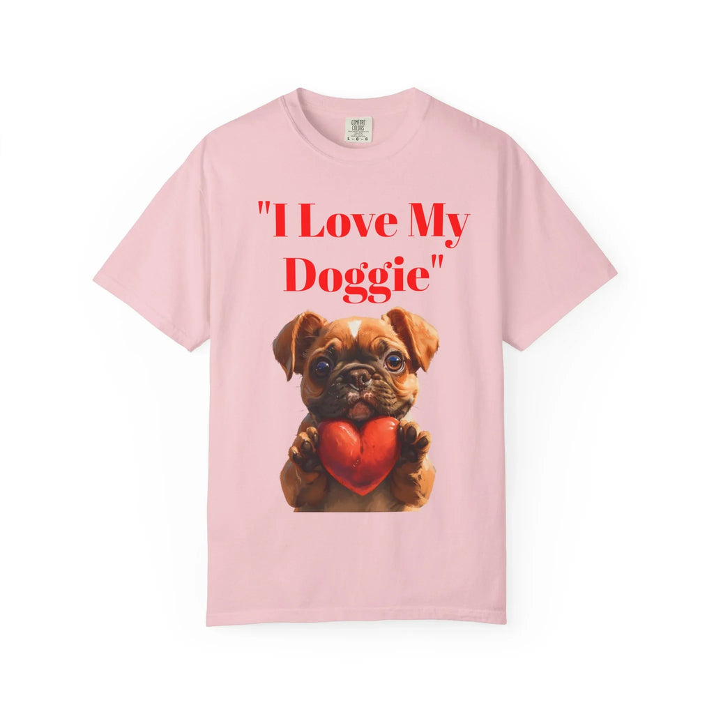 Cute French Bulldog Puppy Holding Red Heart T-shirt | Dog Lover Cartoon - 250 USA Celebration