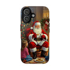 Santa Claus Storytime Tough Phone Case | Christmas holiday scene, kids and cookies - 250 USA Celebration