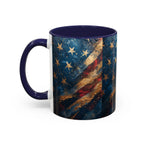 Distressed American Flag Accent Coffee Mug | 11oz 15oz - 250 USA Celebration