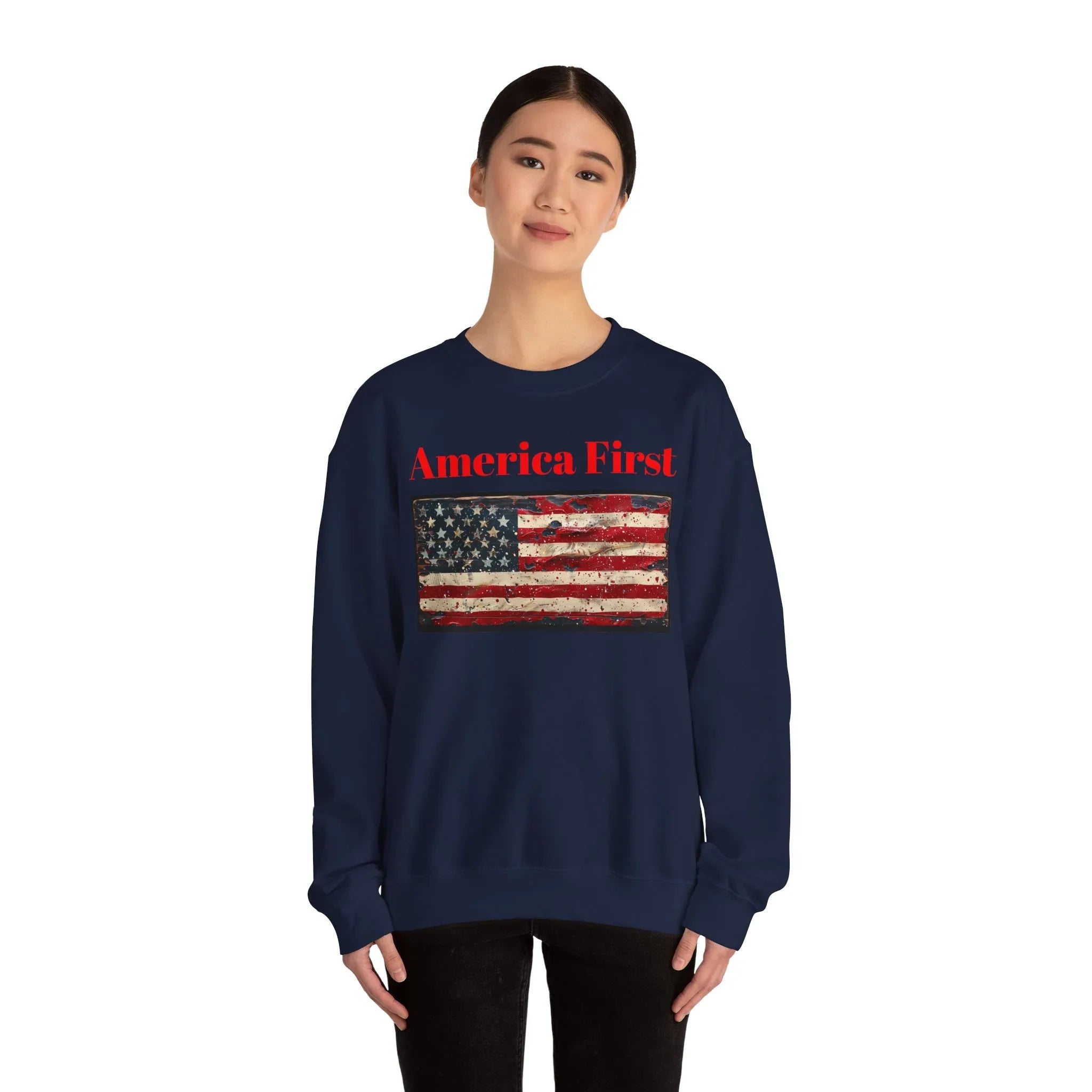 Patriotic American Crewneck Sweatshirt, USA Graphic Tees, Flag T-Shirts, Independence Apparel, Funny Patriotic Shirts, Custom American Tees - 250 USA Celebration