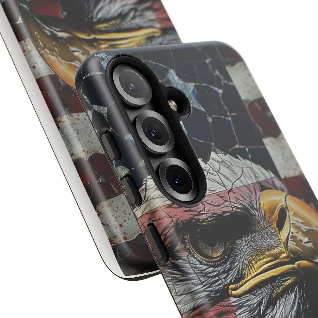 American Flag Bald Eagle phone case | Patriotic iPhone cover, cracked vintage flag design - 250 USA Celebration