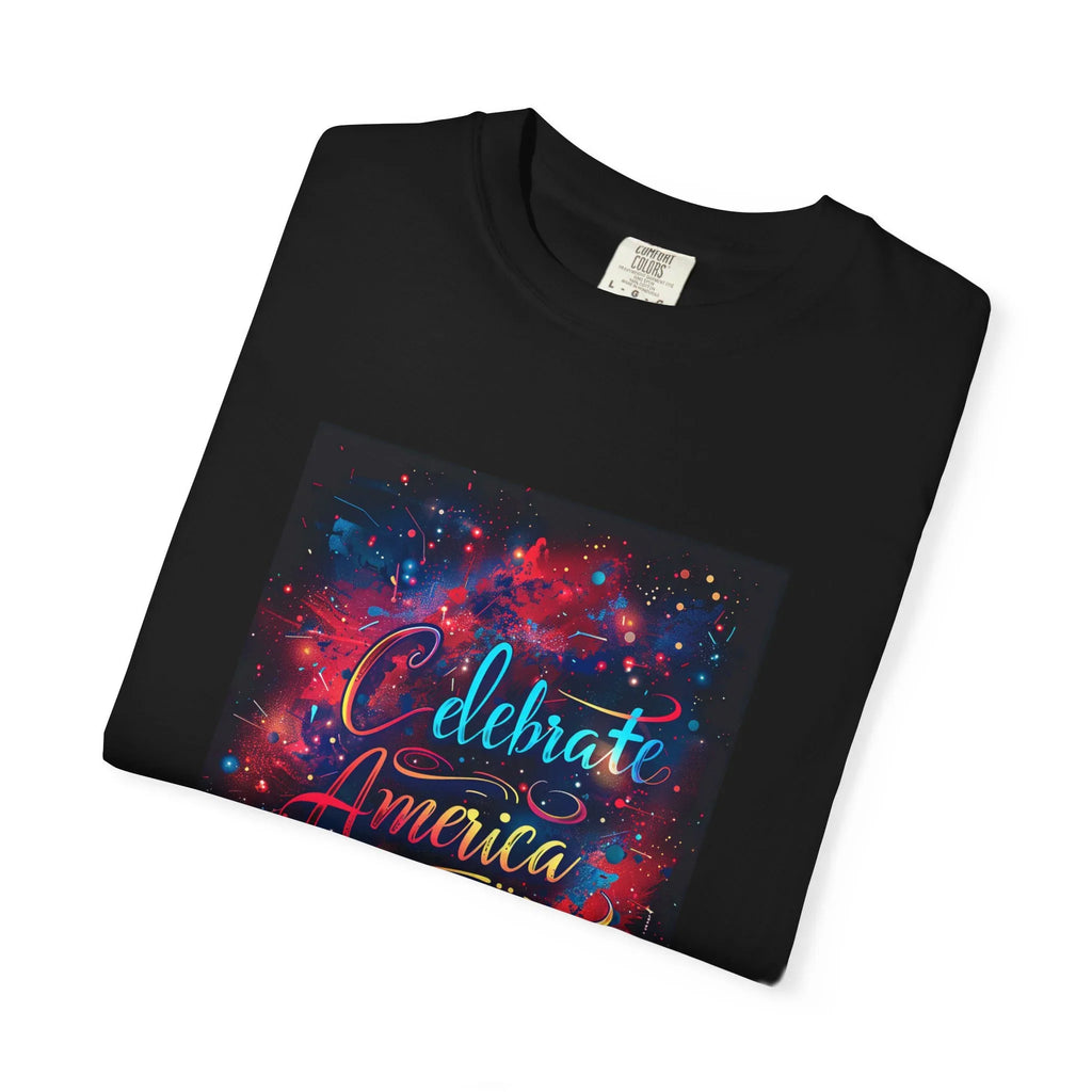 Celebrate America 250 T-Shirt | Patriotic Fireworks Typography - 250 USA Celebration