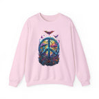 Psychedelic Mushroom Peace Sign Crewneck Sweatshirt | 60s Hippie Tie-Dye - 250 USA Celebration