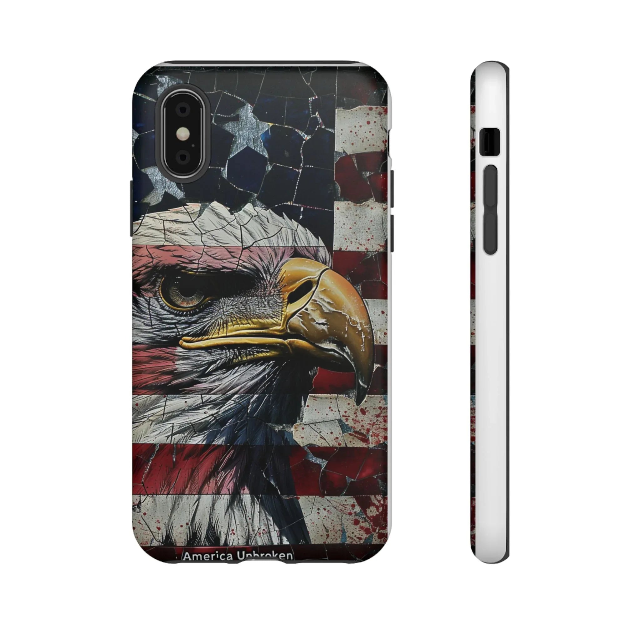 American Flag Bald Eagle phone case | Patriotic iPhone cover, cracked vintage flag design - 250 USA Celebration