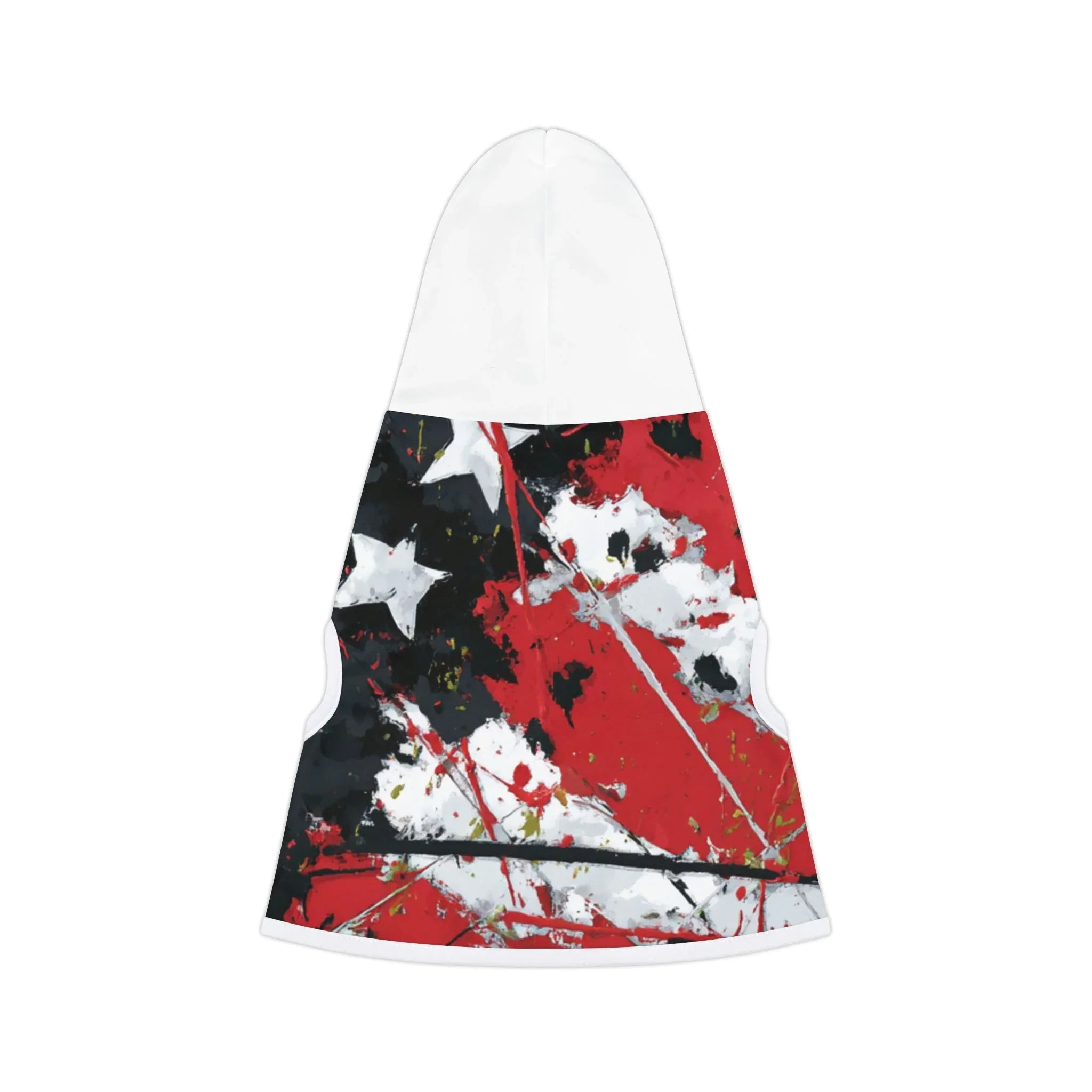 Abstract Red Black Paint Splatter Pet Hoodie | Star Accent - 250 USA Celebration