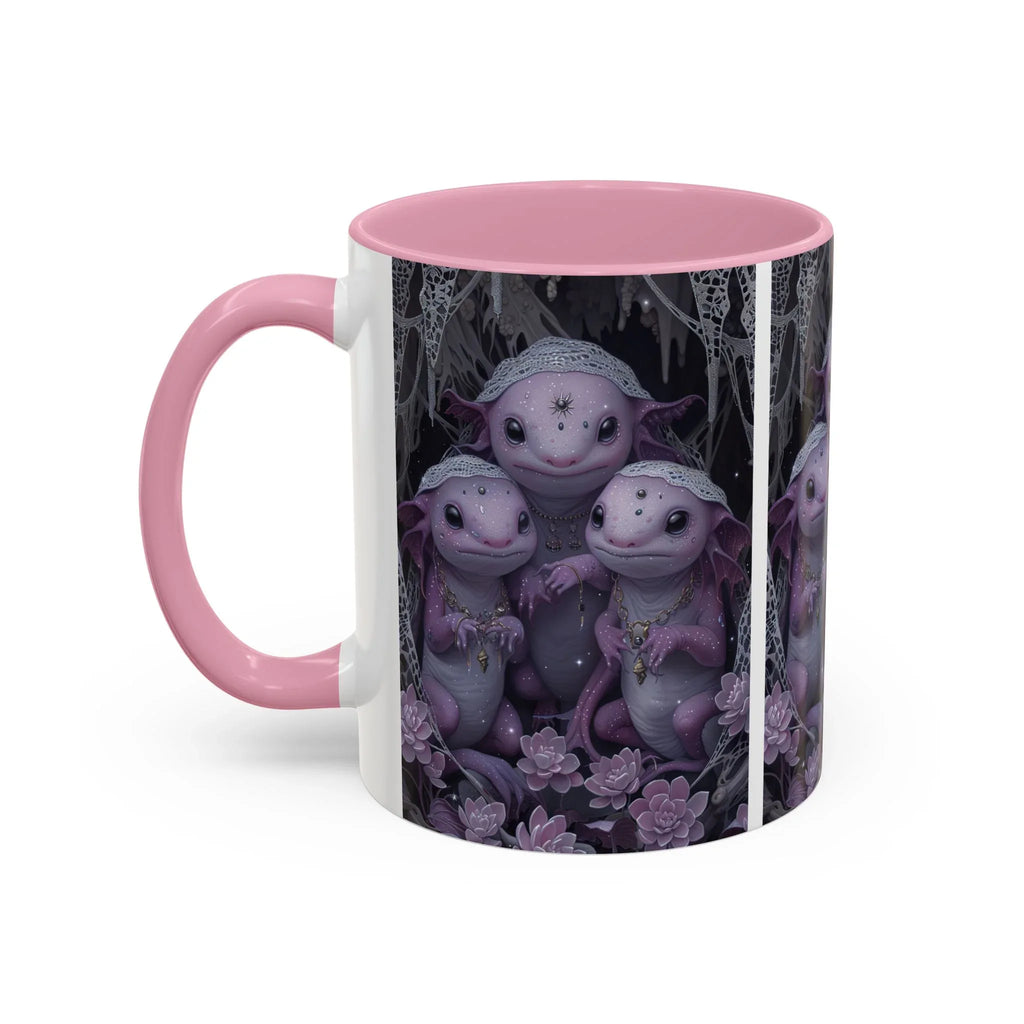 Purple Axolotl Trio Mug | Cute Amphibian Art Ceramic Coffee Cup - 250 USA Celebration