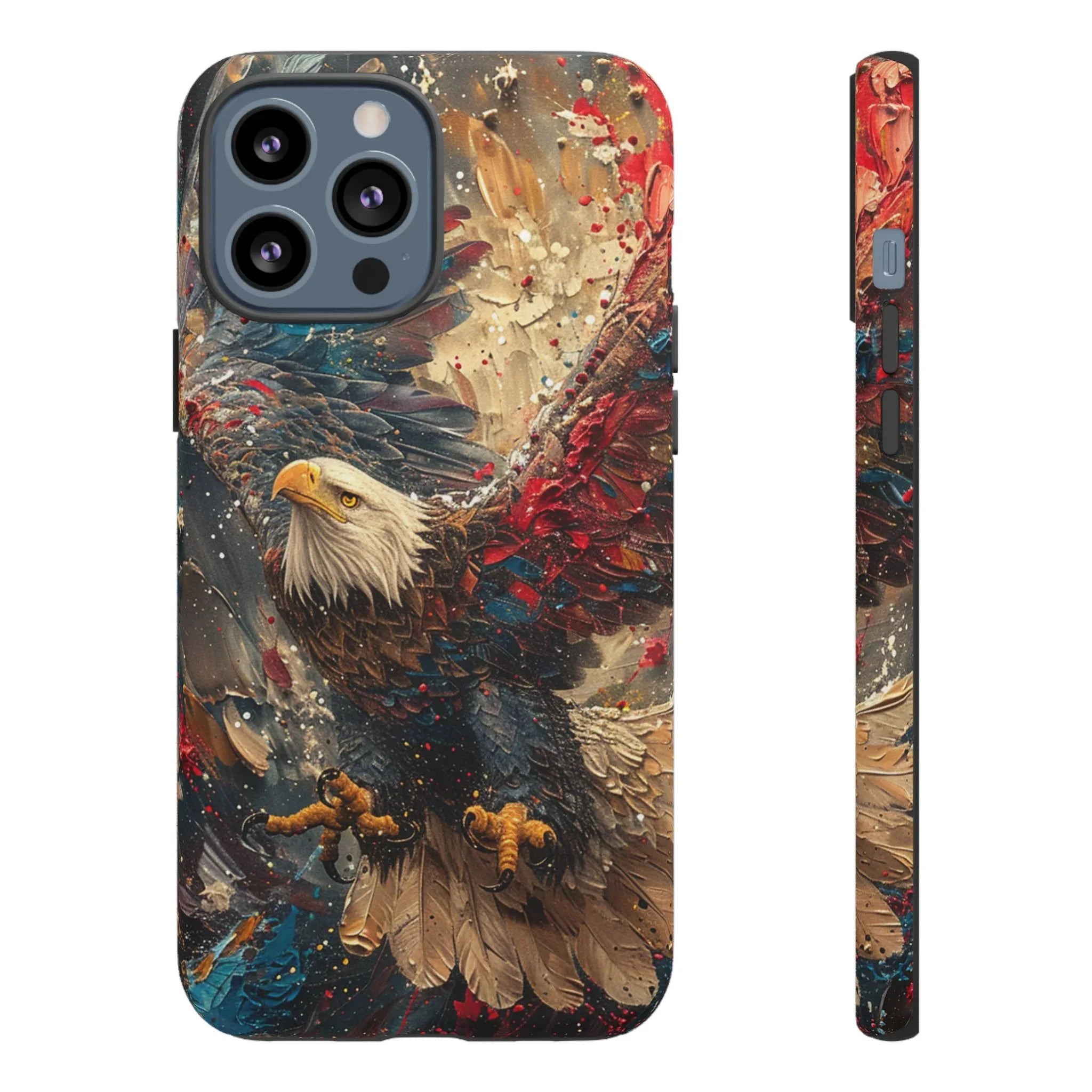 Patriotic Bald Eagle Tough Case | iPhone Phone Case, Red Blue Feather Art - 250 USA Celebration