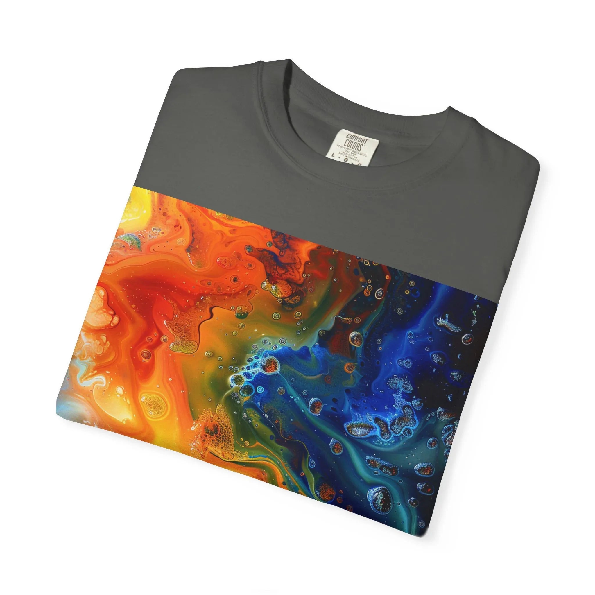 Colorful Abstract Swirl T-Shirt, psychedelic design blooms with surreal depth, blending free-flowing lines and bold swirls - 250 USA Celebration