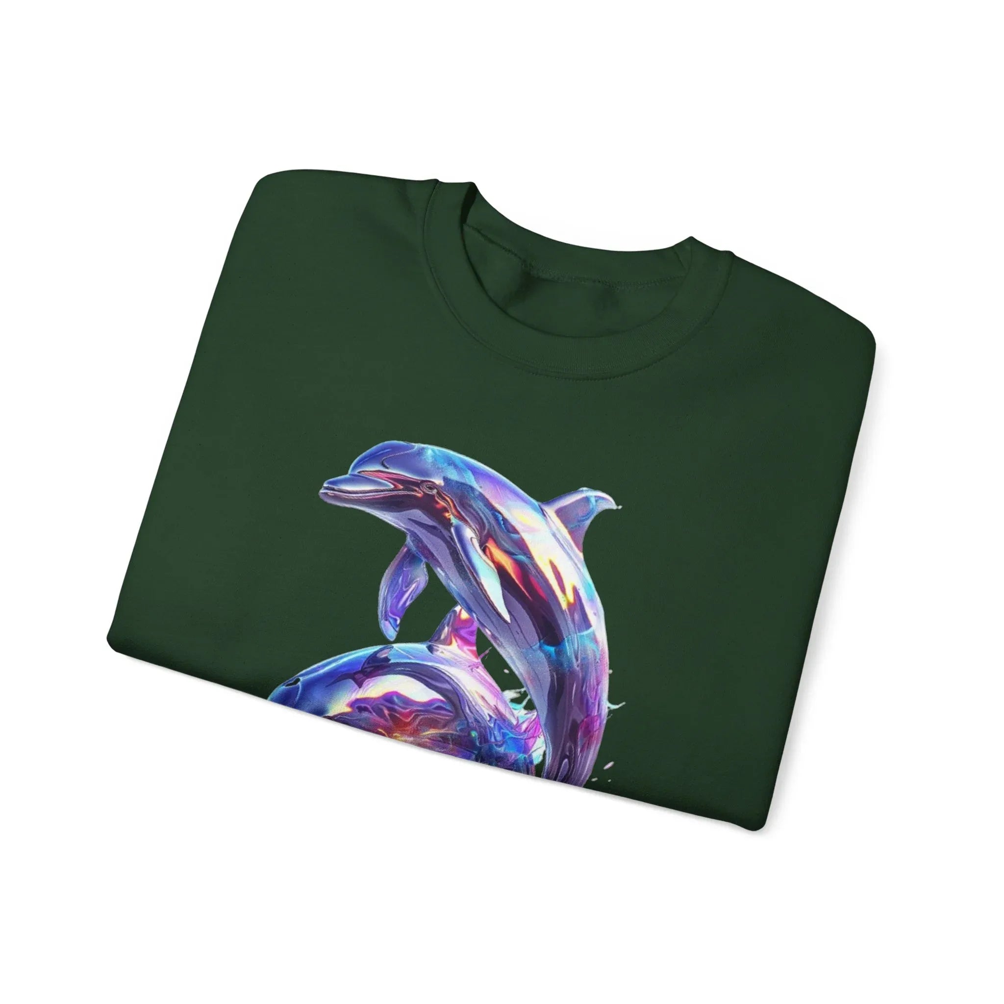 Iridescent Dolphin Trio Sweatshirt | Ocean Marine Animal Crewneck - 250 USA Celebration