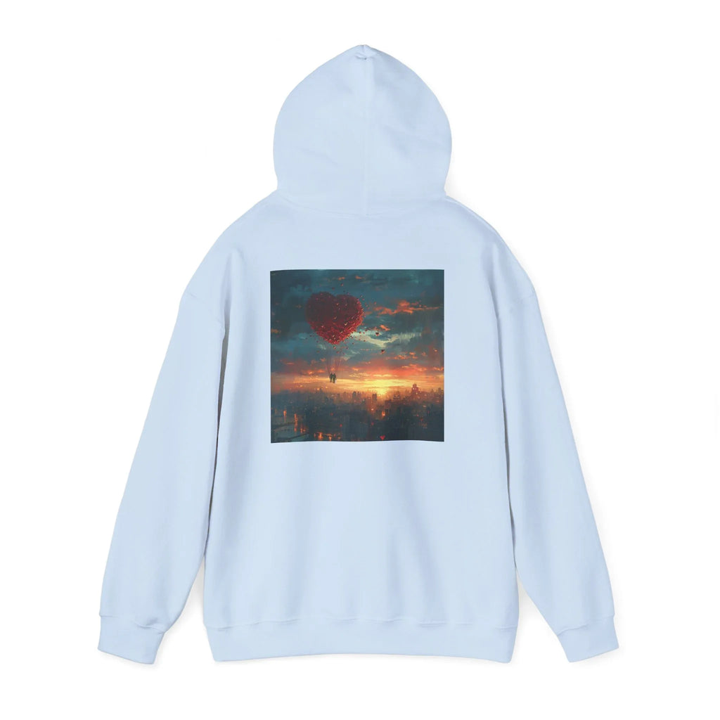 Romantic Sunset Hoodie with Hot Air Balloon, Unisex Sweatshirt for Valentines Day, Valentine's Day T-Shirts, Personalized Valentine's Gifts - 250 USA Celebration