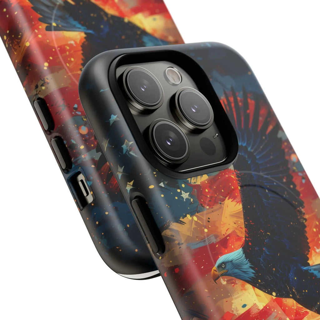 Eagle Flag Magnetic Phone Case, Patriotic iPhone Cover, Tough Cell Phone Cases, Gift for Veterans, Independence Day Accessories - 250 USA Celebration