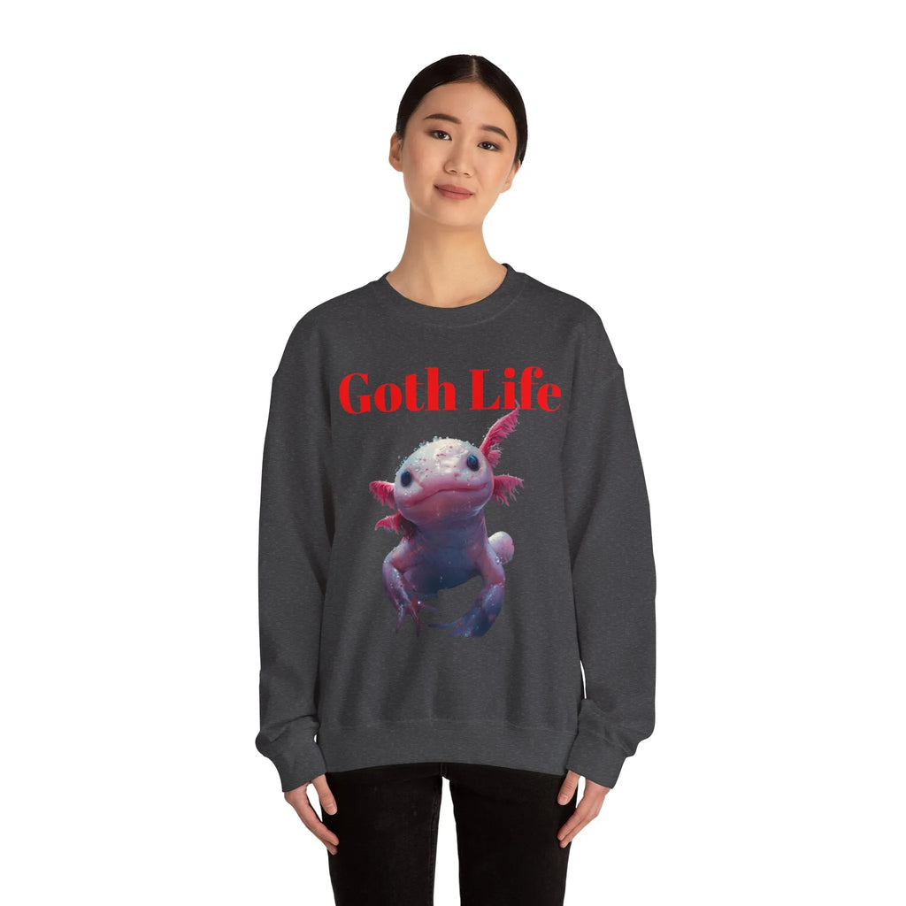 Goth Life Axolotl Sweatshirt | Cute Goth Axolotl Illustration - 250 USA Celebration