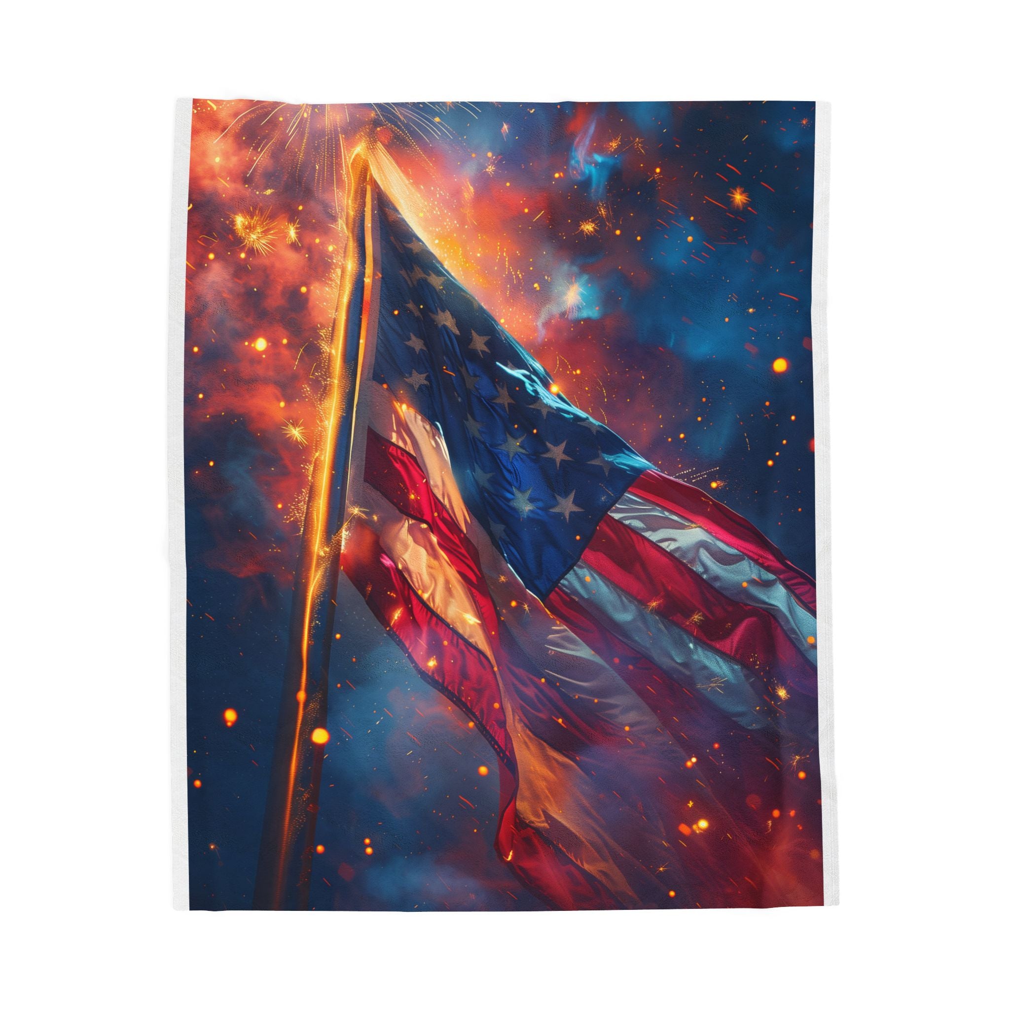 American Flag 250 Celebration Velveteen Plush Blanket | Patriotic Stars Stripes