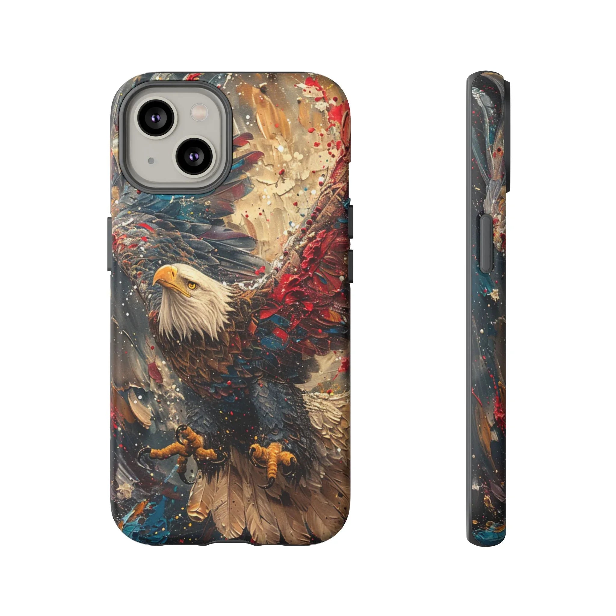 Patriotic Bald Eagle Tough Case | iPhone Phone Case, Red Blue Feather Art - 250 USA Celebration