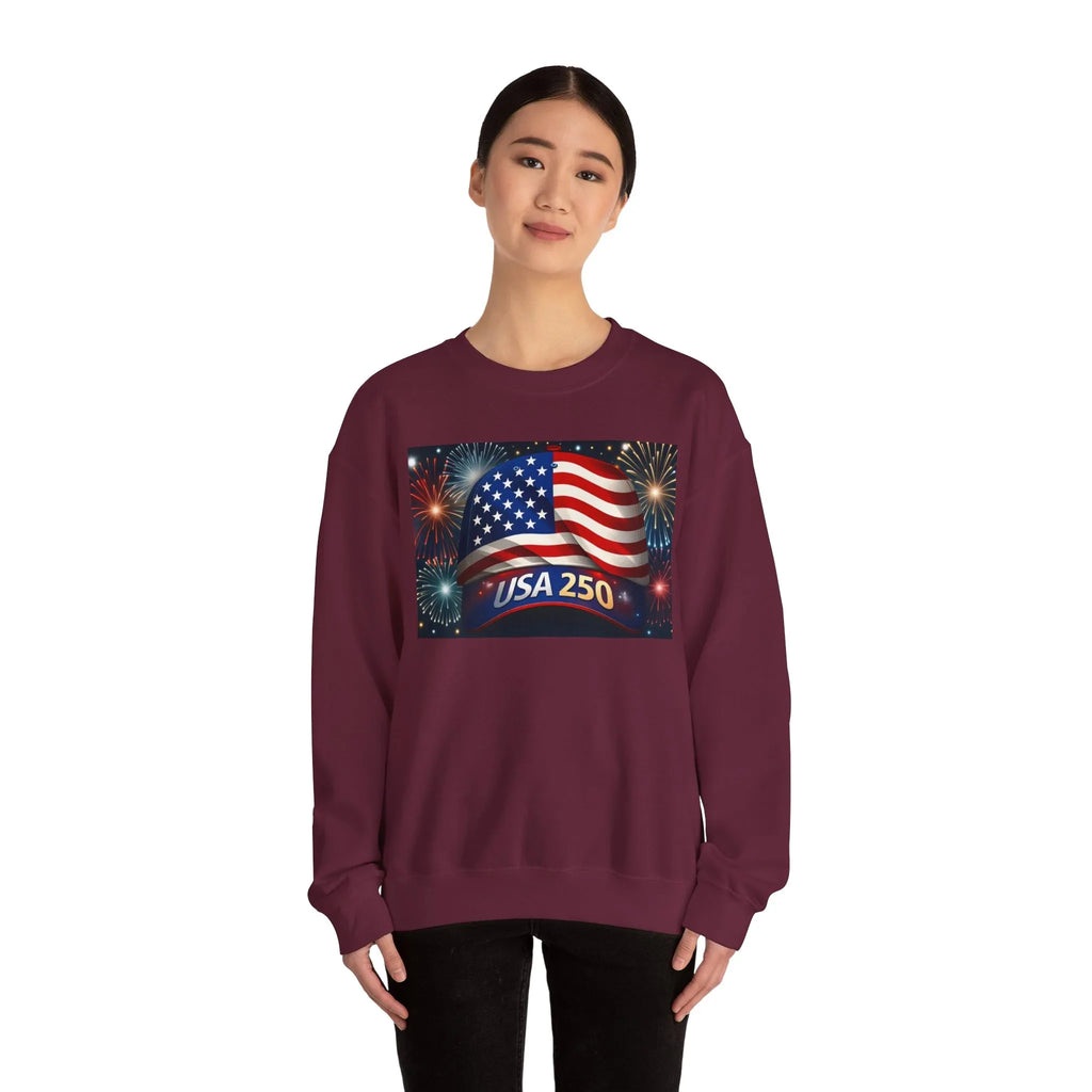 USA 250 American Flag Sweatshirt | 250th United States Celebration - 250 USA Celebration
