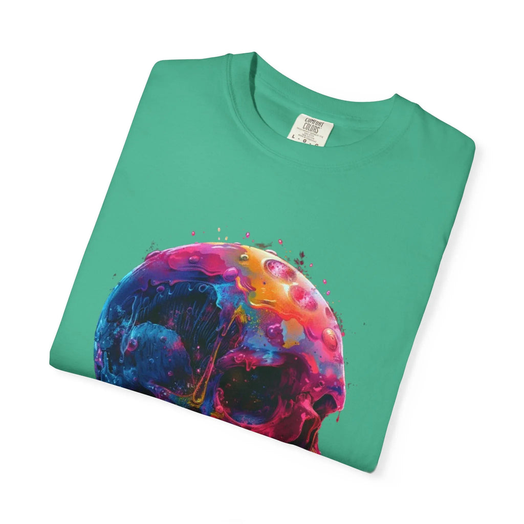 Colorful Drip Skull T-shirt | Watercolor Skull Shirt, Artistic Gothic Tee - 250 USA Celebration