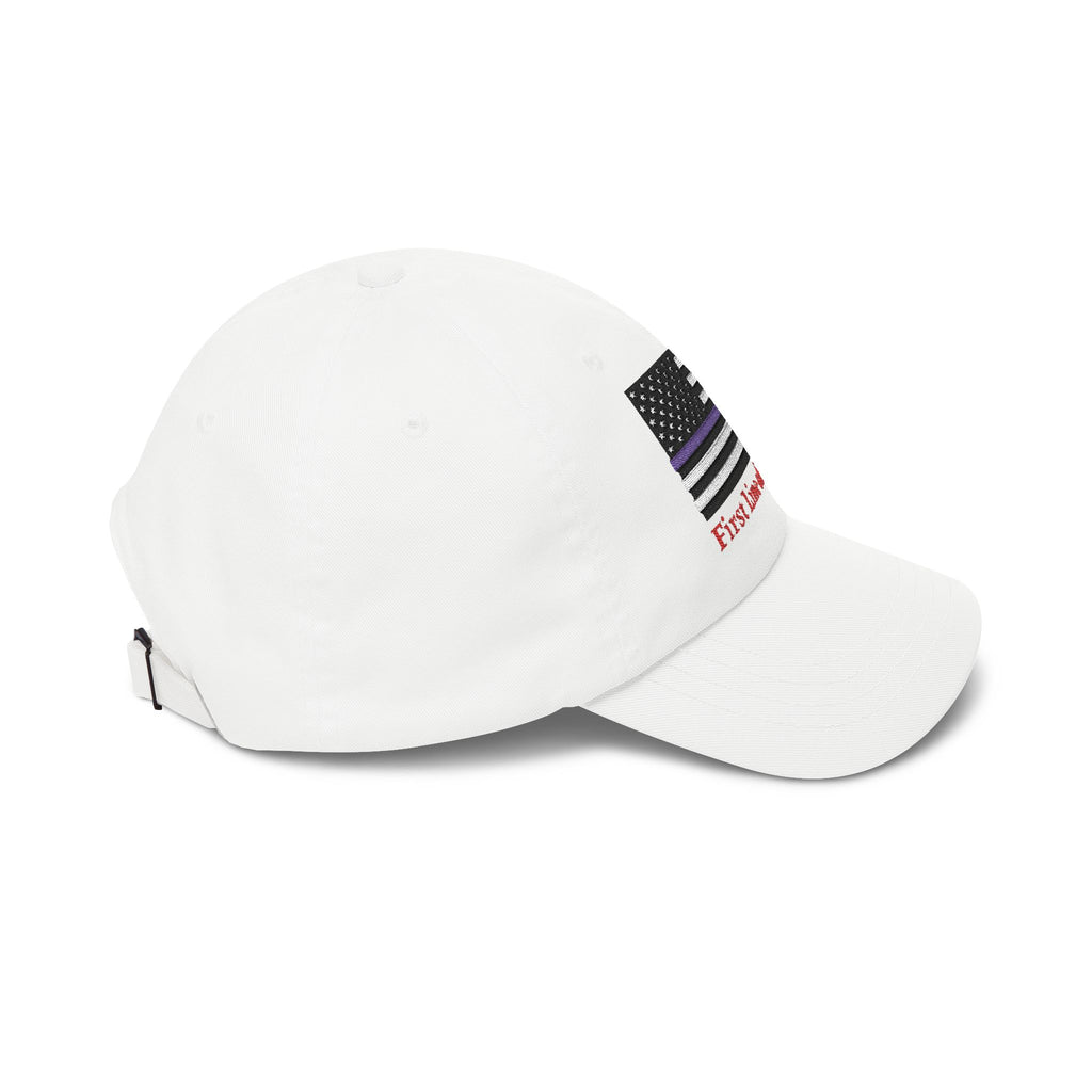 Dad Cap - 'First Line of Defense' Thin Purple Line American Flag Embroidered Hat