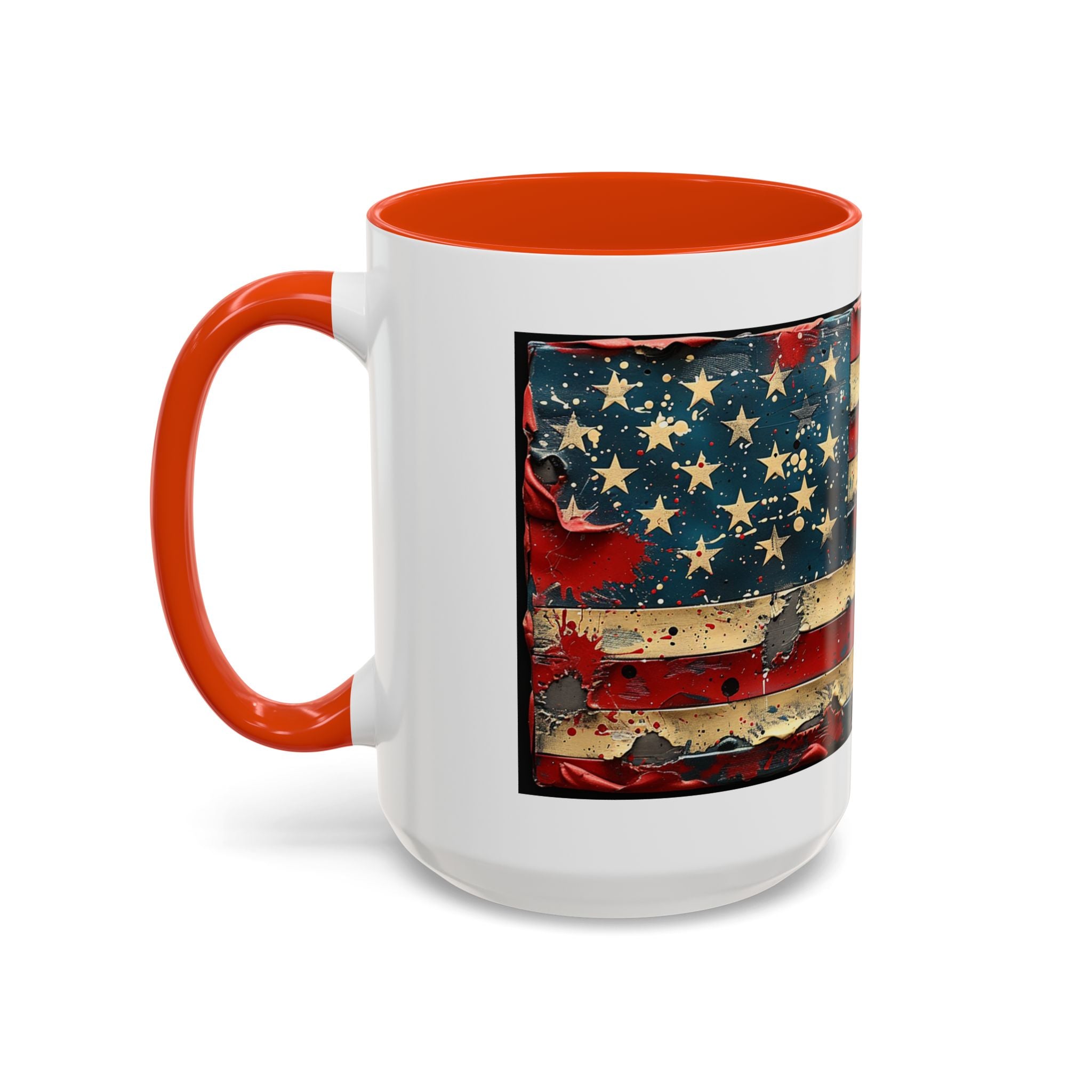 Colorful Mugs (11oz, 15oz), American Flag, Patriotic Flag coffee cup