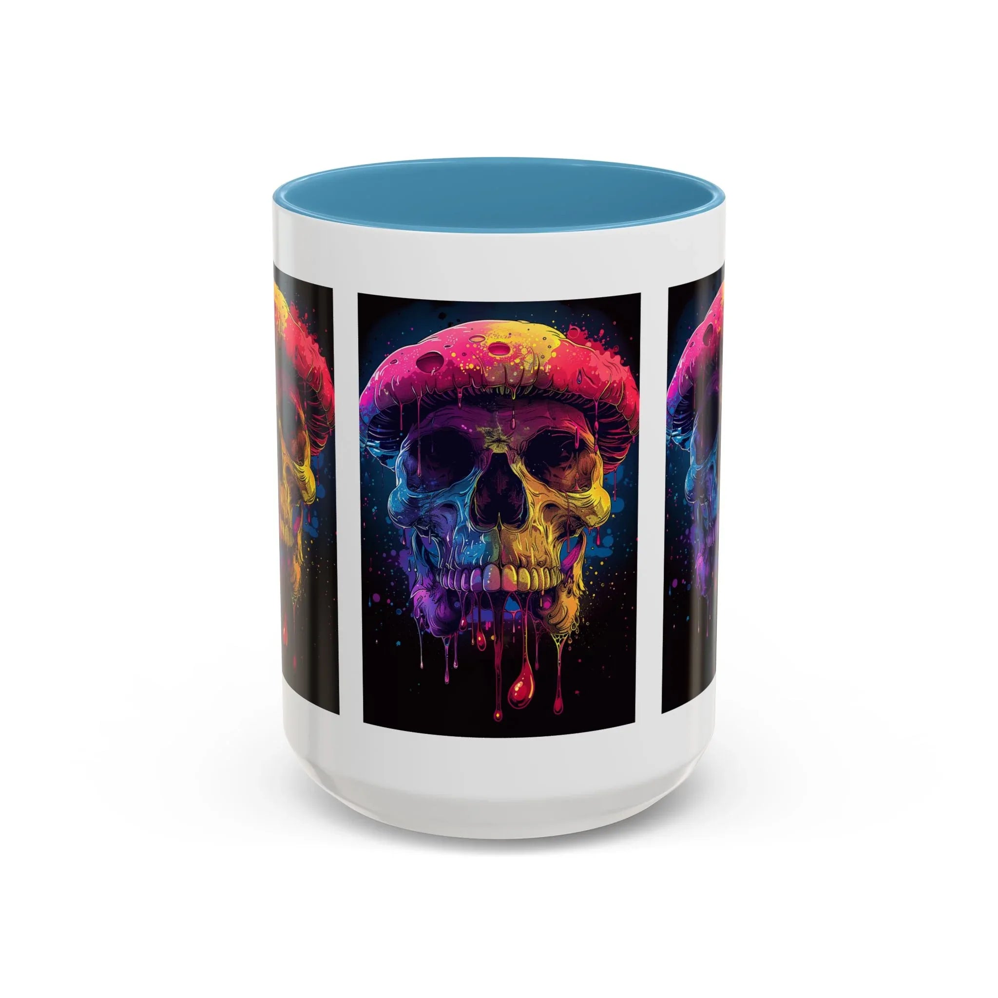 Psychedelic Mushroom Skull Rainbow Drip Mug | Blacklight Reactive Coffee Mug - 250 USA Celebration