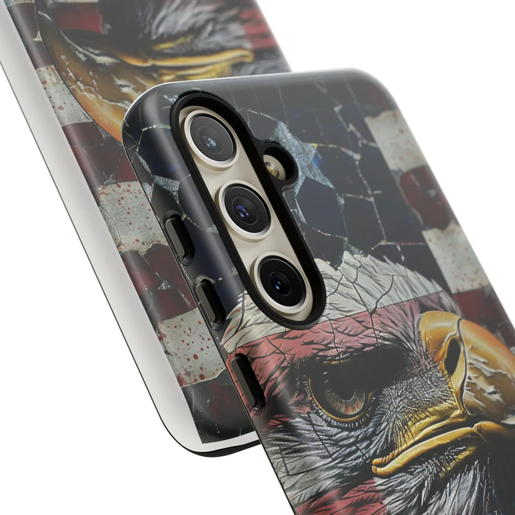American Flag Bald Eagle phone case | Patriotic iPhone cover, cracked vintage flag design - 250 USA Celebration