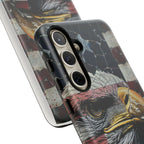 American Flag Bald Eagle phone case | Patriotic iPhone cover, cracked vintage flag design - 250 USA Celebration