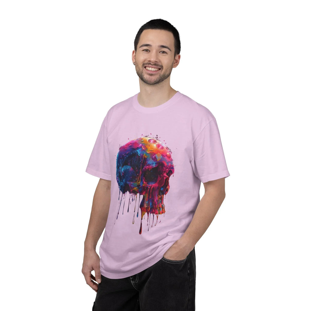 Colorful Drip Skull T-shirt | Watercolor Skull Shirt, Artistic Gothic Tee - 250 USA Celebration