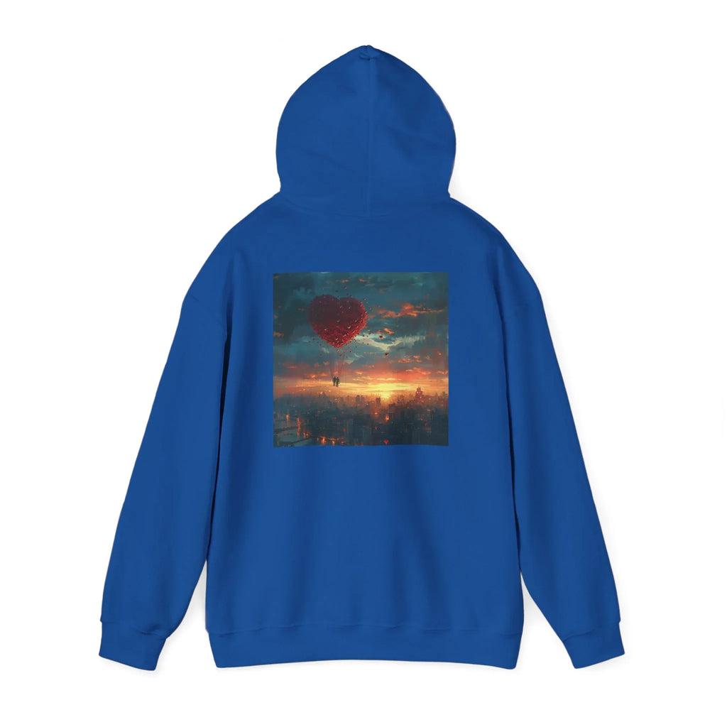 Romantic Sunset Hoodie with Hot Air Balloon, Unisex Sweatshirt for Valentines Day, Valentine's Day T-Shirts, Personalized Valentine's Gifts - 250 USA Celebration