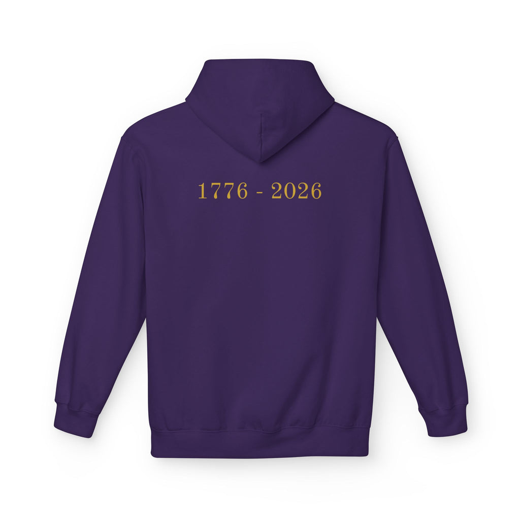 Patriotic Eagle Hoodie — American Flag Bald Eagle with "1776 - 2026" Back Print
