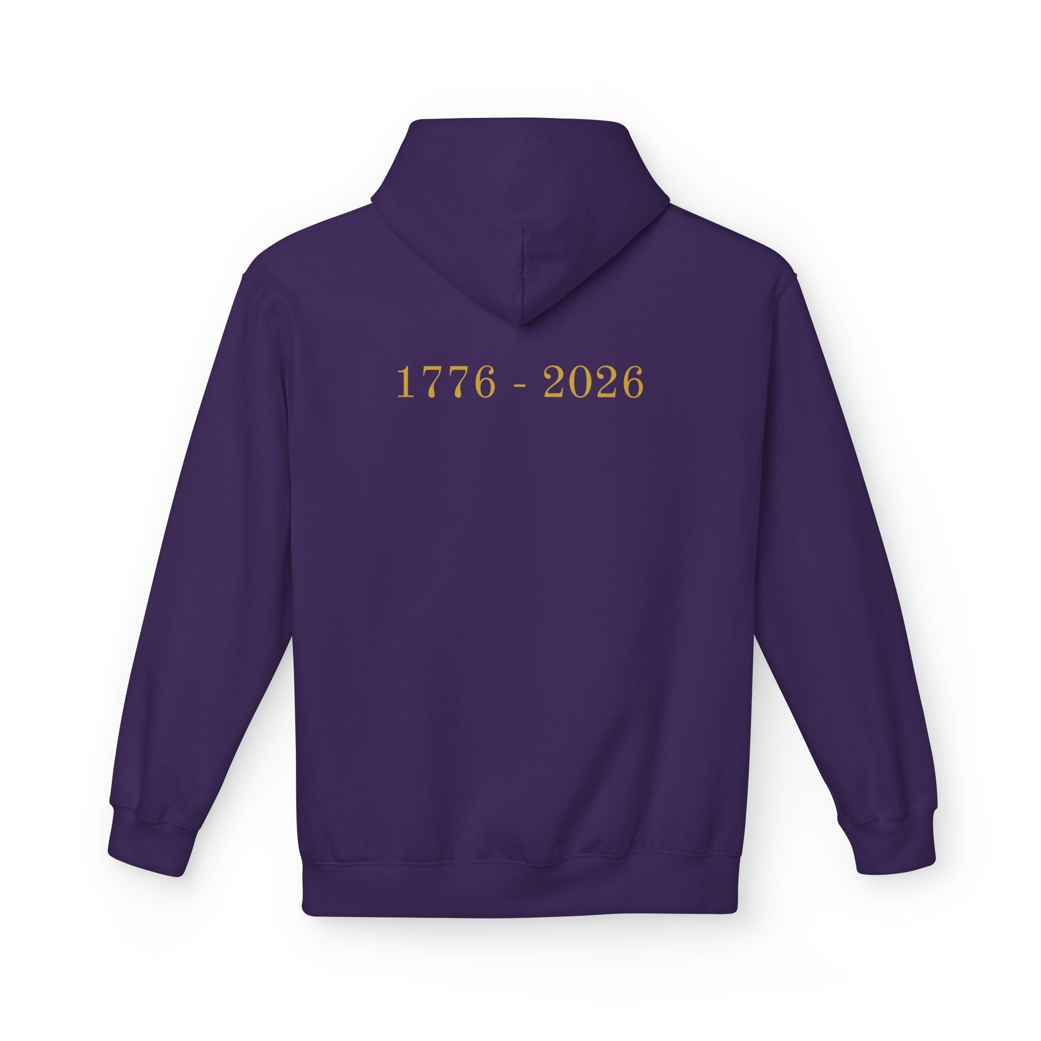 Patriotic Eagle Hoodie — American Flag Bald Eagle with "1776 - 2026" Back Print