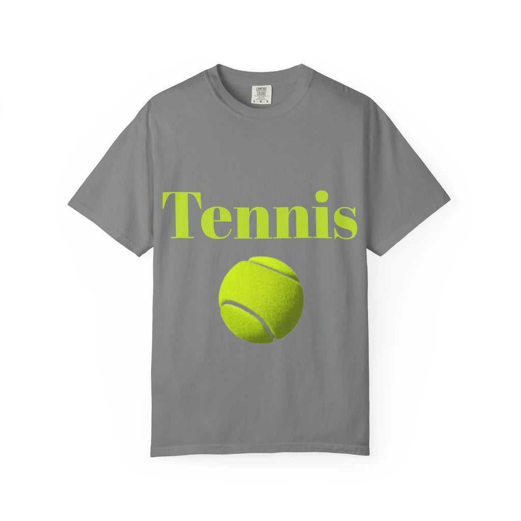 Tennis Ball Graphic Tee | Tennis Shirt, Neon Green Text - 250 USA Celebration