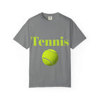 Tennis Ball Graphic Tee | Tennis Shirt, Neon Green Text - 250 USA Celebration