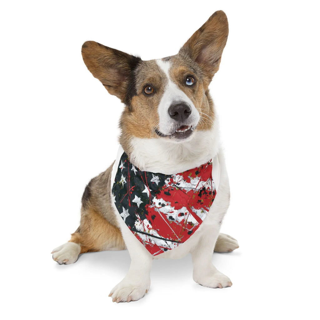 Grunge American Flag Pet Bandana Collar | Patriotic Dog Bandana - 250 USA Celebration