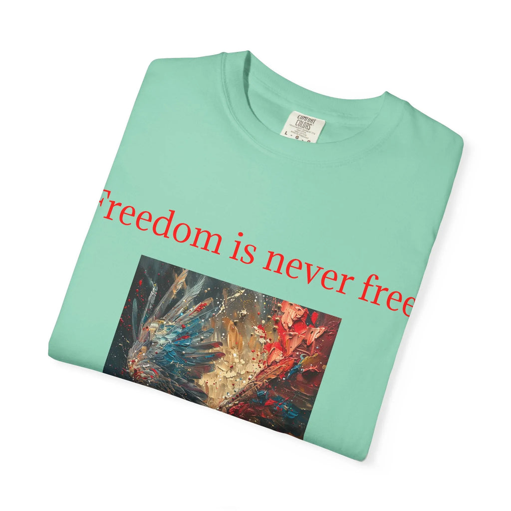 Freedom is Never Free T-shirt | Bald Eagle Patriotic Illustration - 250 USA Celebration