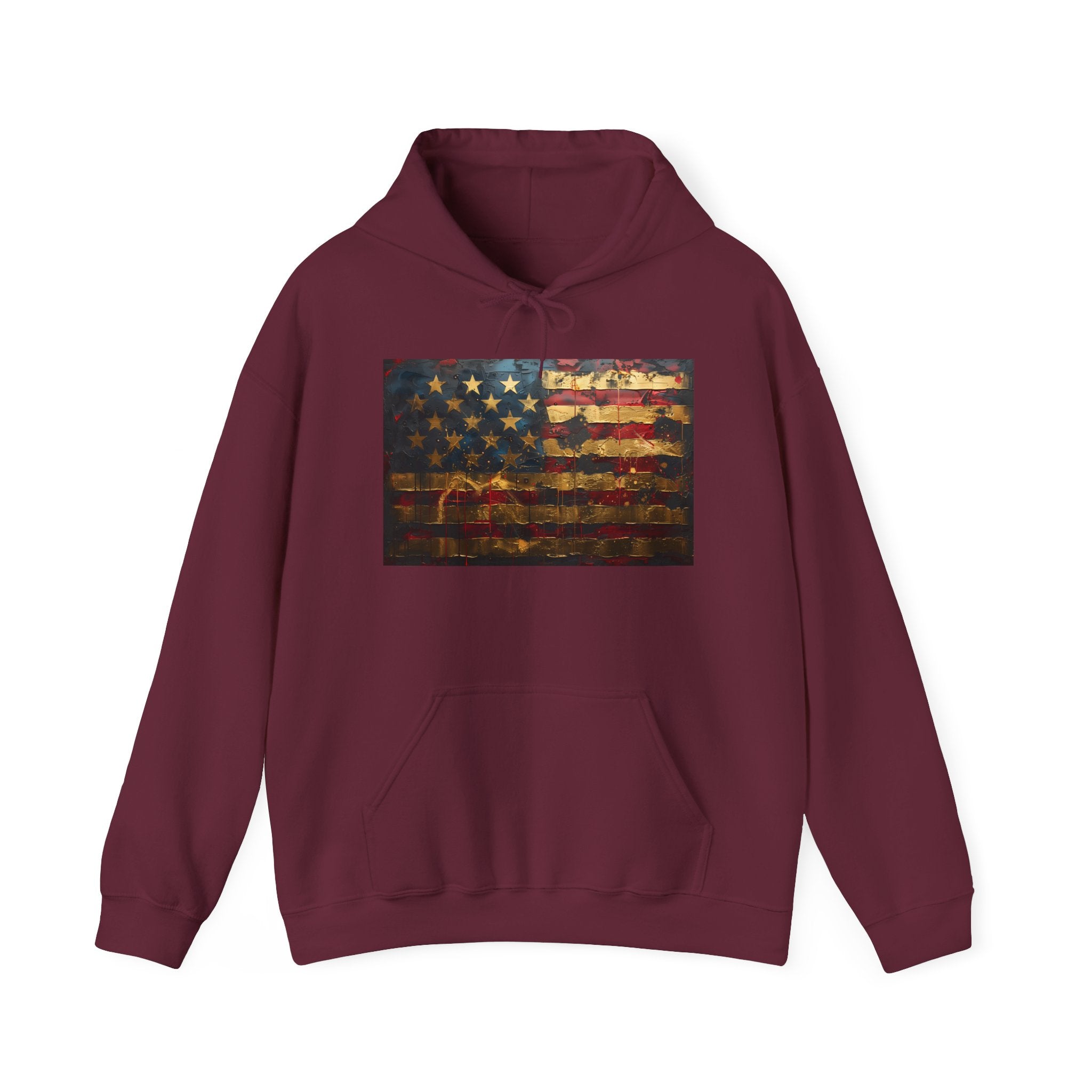 Distressed American Flag Hoodie – Vintage USA Patriotic Pullover