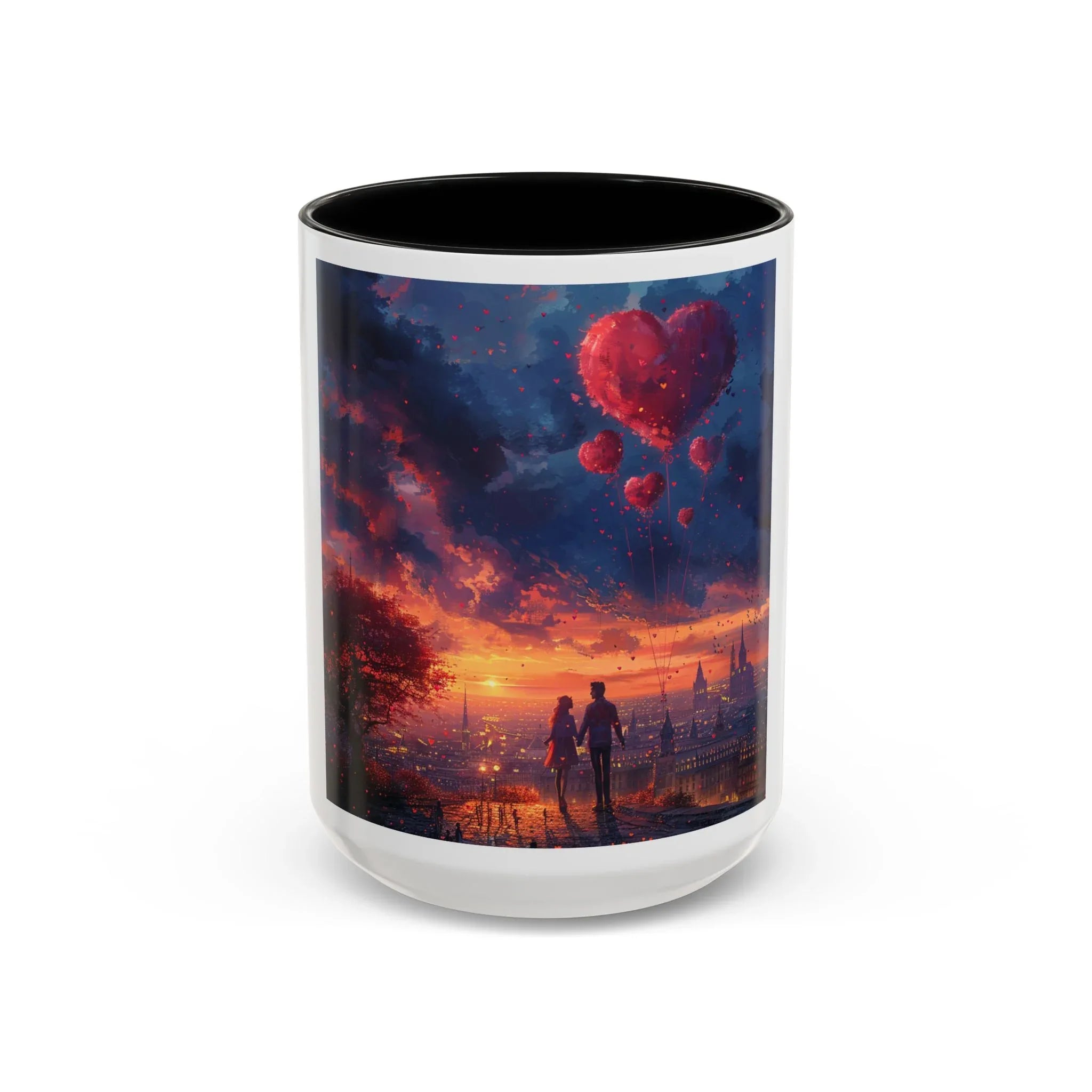 Romantic Sunset Coffee Mug, Love Gift Couples, Heart Design, Cozy Gift for Friends, Coffee Lover Gift, Valentine's Day Women's Merchandise - 250 USA Celebration