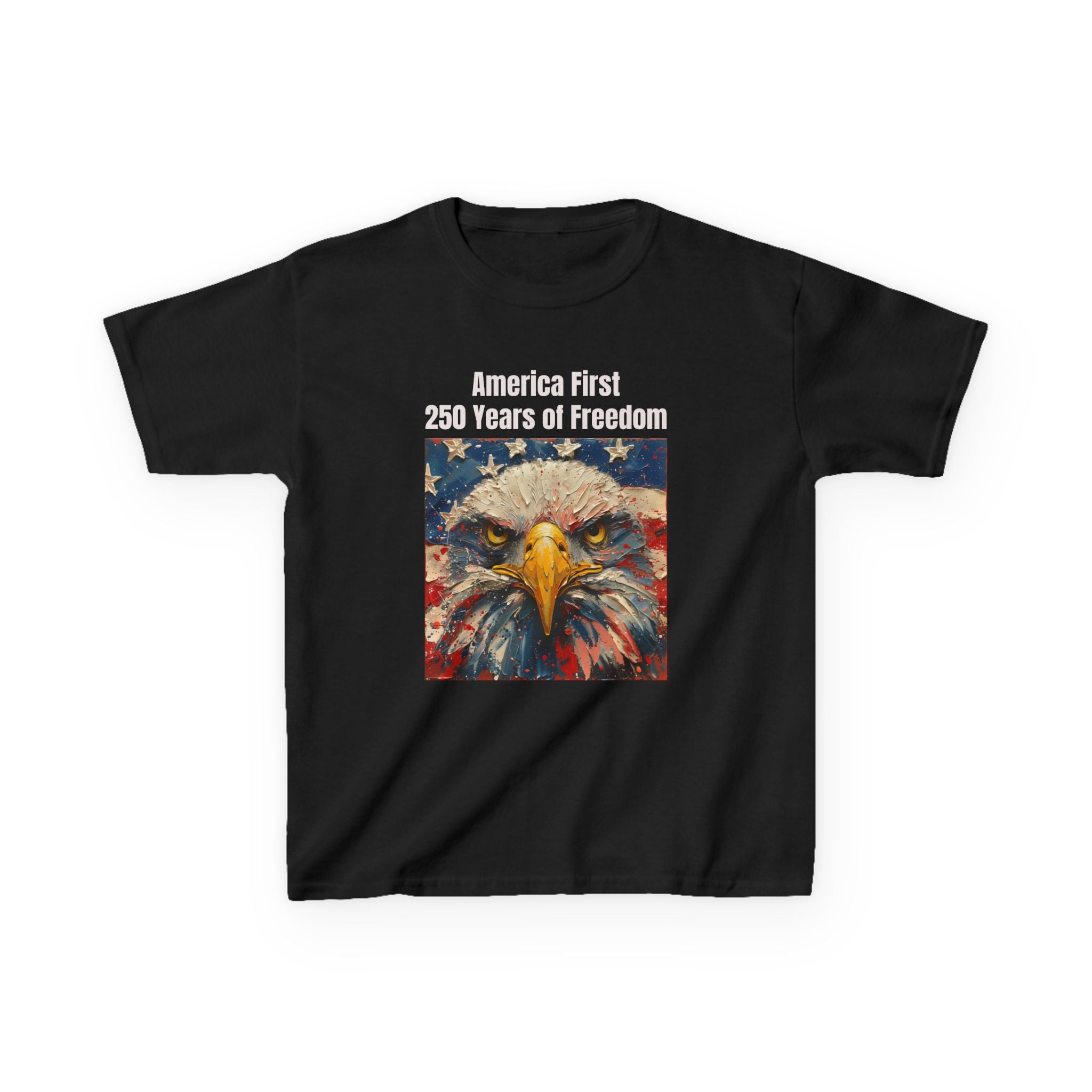 America First Eagle Kids T-Shirt – "250 Years of Freedom" Patriotic Tee