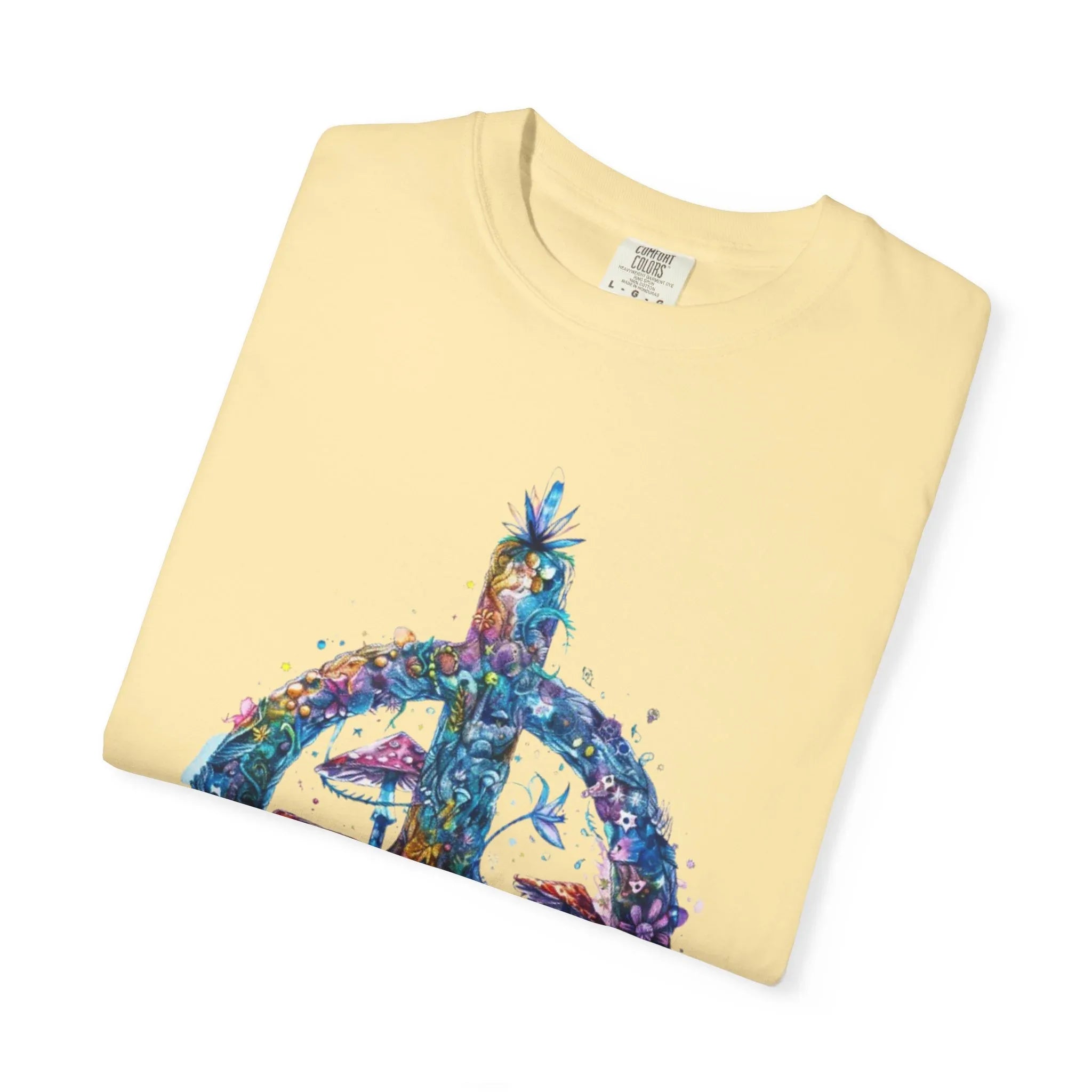 Psychedelic Mushroom Peace Sign T-Shirt | Neon Tie-Dye 60s Hippie Poster - 250 USA Celebration