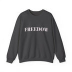 FREEDOM text Crewneck Sweatshirt | Bold Lettering, Minimalist Black Pullover - 250 USA Celebration