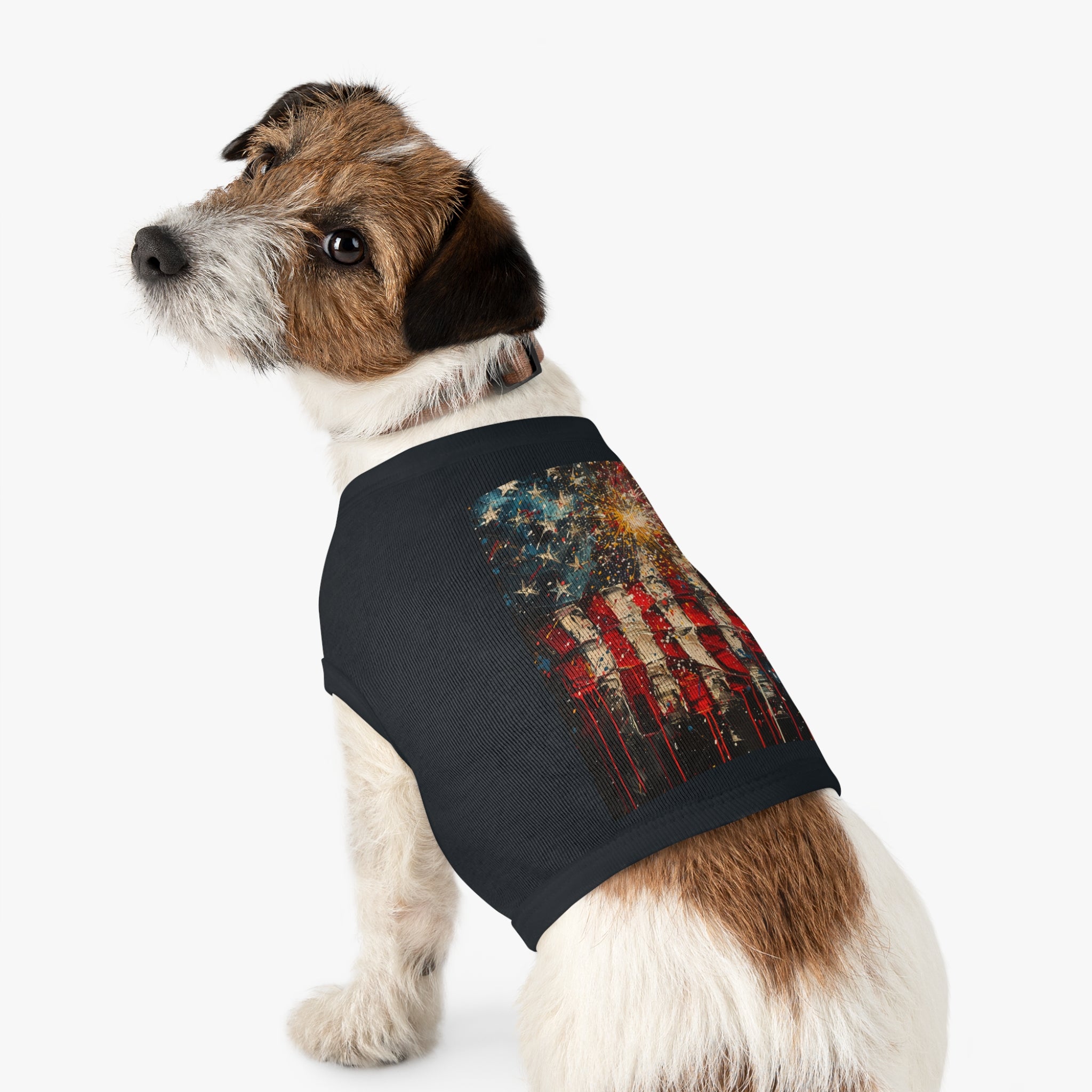 Patriotic Fireworks American Flag Pet Tank Top